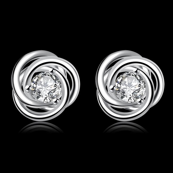 925 sterling silver diamond earrings - Picture 2 of 2